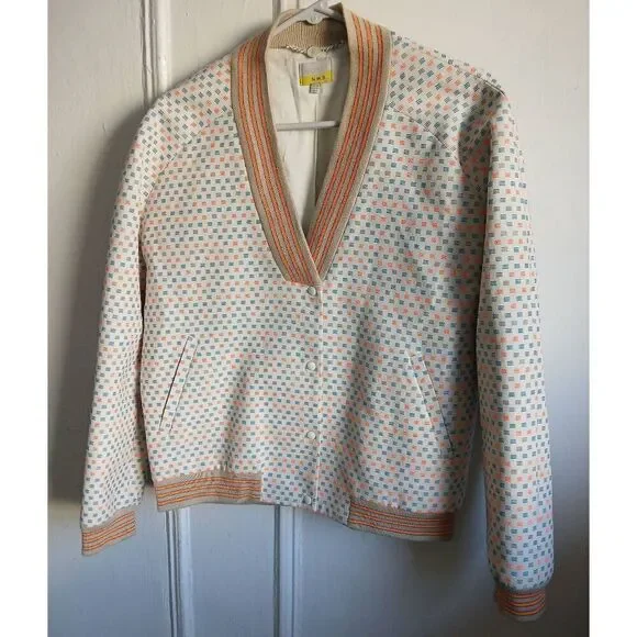 Hobbs london mens medium beige orange bomber jacket lightweight - Picture 2 of 9